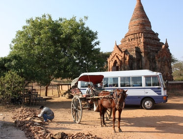 bus & horse cart